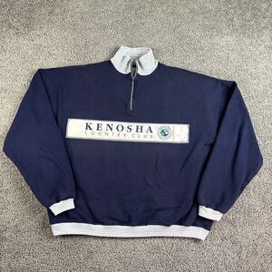 VINTAGE Kenosha Country Club Sweatshirt Mens XL Blue 1/4 Zip Pullover Wisconsin